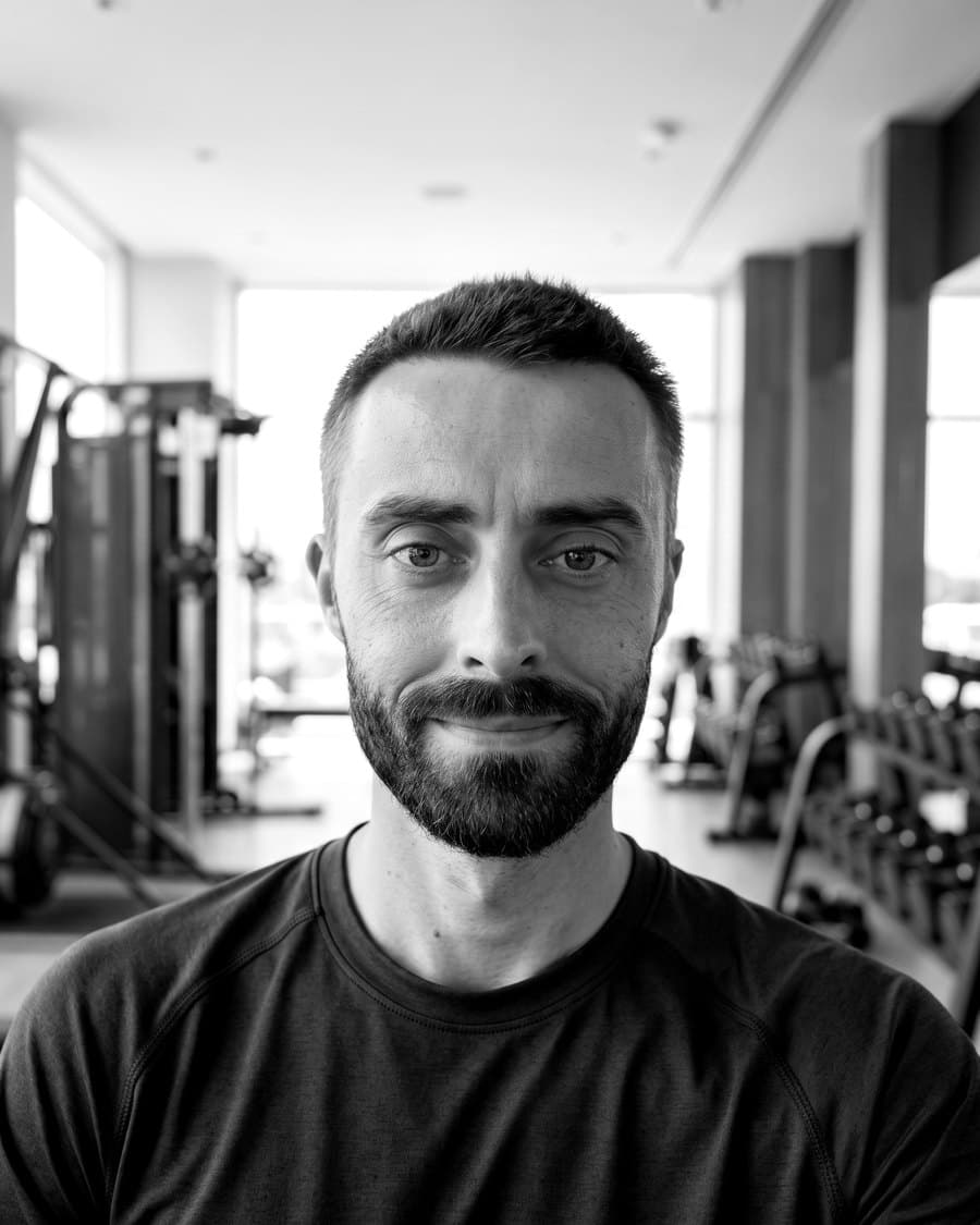 George Gulliford, photographed in a gym.